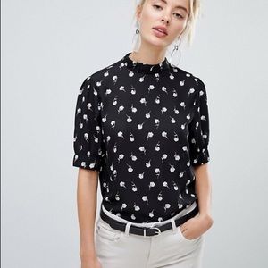 ASOS FASHION UNION | black and white rose blouse